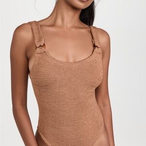 Hunza G Domino Swim One Piece in Metallic Cocoa